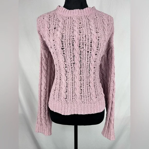 American Eagle Outfitters Pink Cable Knit Sweater - Picture 1 of 8